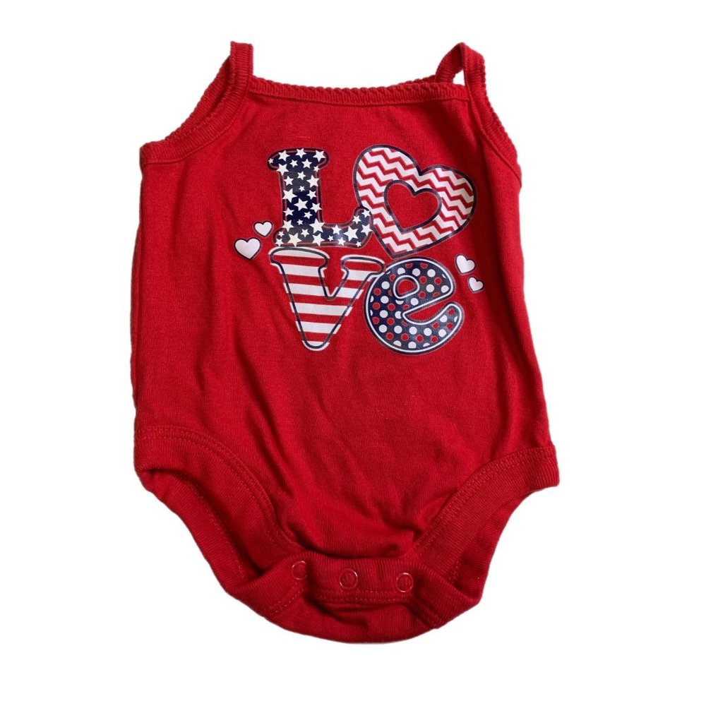 Garanimals Baby Girl Red Tank Onesie Patriotic Red White Blue Love Newborn